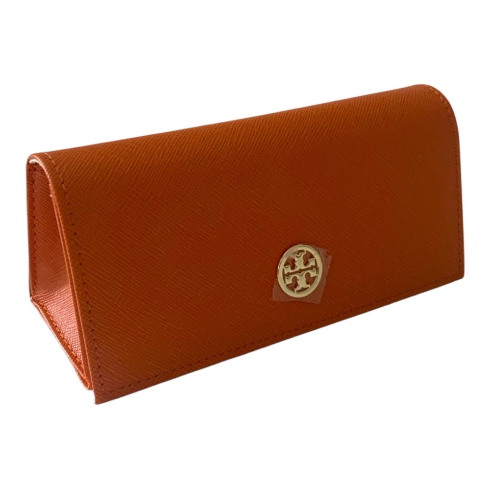 NEW Tory Burch Burnt Orange Faux Leather Semi-Hard Sunglasses Case Magnetic